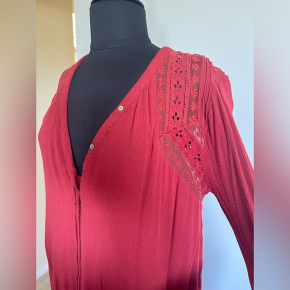 Free people deep brick red dress and slip. Size extra small. - Picture 4 of 7